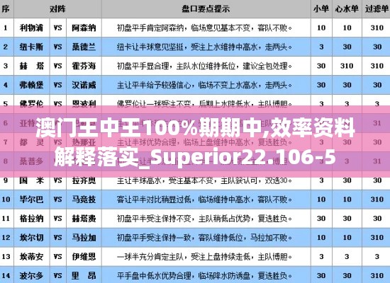 澳门王中王100%期期中,效率资料解释落实_Superior22.106-5