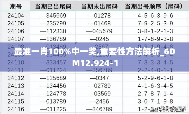 最准一肖100%中一奖,重要性方法解析_6DM12.924-1