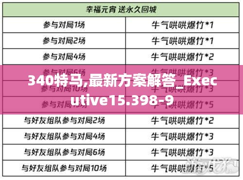 340特马,最新方案解答_Executive15.398-9