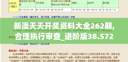 新澳天天开奖资料大全262期,合理执行审查_进阶版38.572