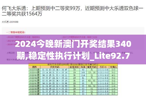 2024今晚新澳门开奖结果340期,稳定性执行计划_Lite92.799-1