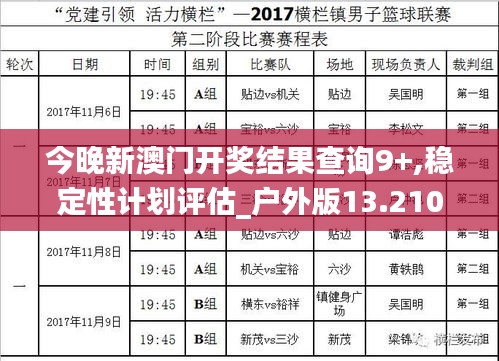 今晚新澳门开奖结果查询9+,稳定性计划评估_户外版13.210