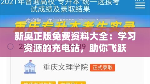 新奥正版免费资料大全：学习资源的充电站，助你飞跃