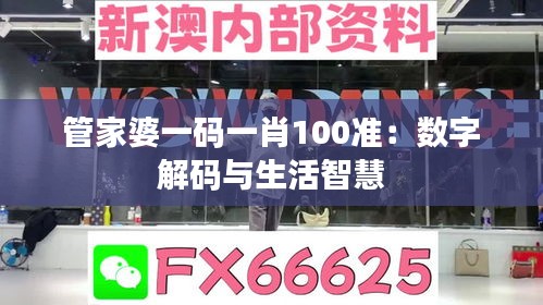 管家婆一码一肖100准：数字解码与生活智慧