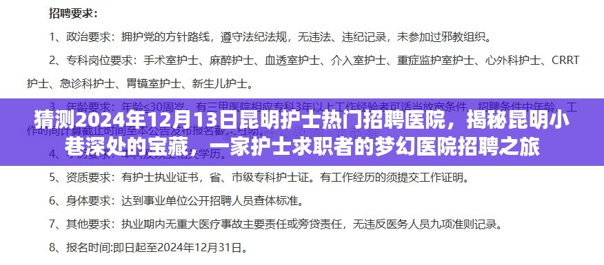 揭秘昆明护士求职者的梦幻之旅，探寻宝藏医院招聘信息，预测昆明护士热门招聘医院 2024年12月13日深度报道