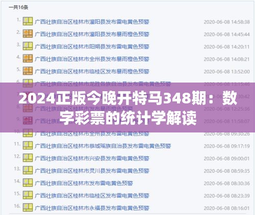 2024正版今晚开特马348期：数字彩票的统计学解读