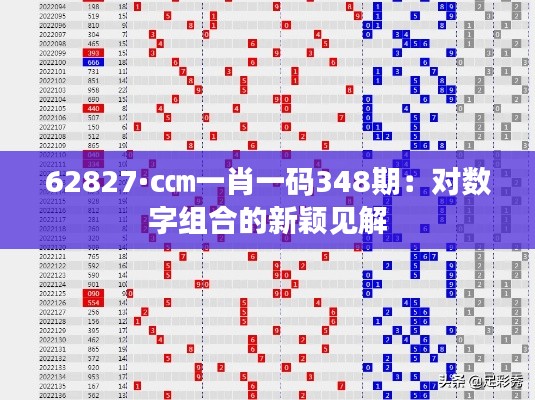 62827·c㎝一肖一码348期：对数字组合的新颖见解