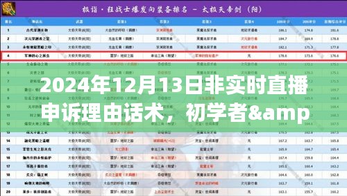 初学者与进阶用户必备，2024年12月13日非实时直播申诉理由话术全攻略