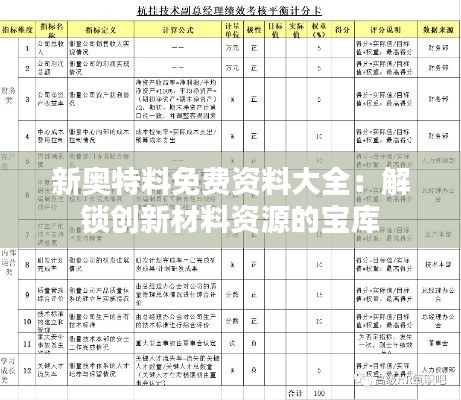 新奥特料免费资料大全：解锁创新材料资源的宝库