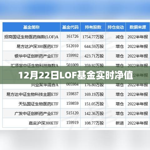 LOF基金实时净值播报（12月22日）