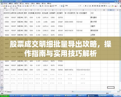 股票成交明细批量导出攻略，操作指南与实用技巧解析