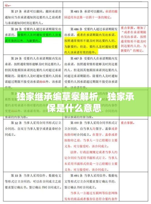 独家继承编草案解析，独家承保是什么意思 