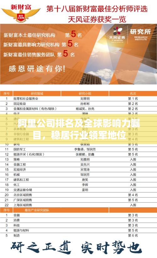 阿里公司排名及全球影响力瞩目，稳居行业领军地位