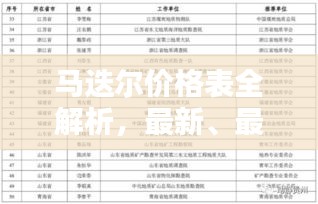马迭尔价格表全解析，最新、最全面的价格信息汇总